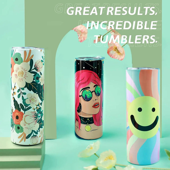 HTVRONT 4 Pack 20oz Straight Sublimation Tumblers Easy to Sublimate Skinny Tumbler Blanks DIY Mugs Cups with Straw Lid Gifts