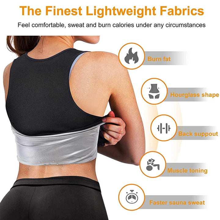 Women Sauna Tank Tops Sweat Body Shaper Vest Shapewear Waist Trainer Slimming Corset Fat Burner Gym Fitness Weight Loss Workout