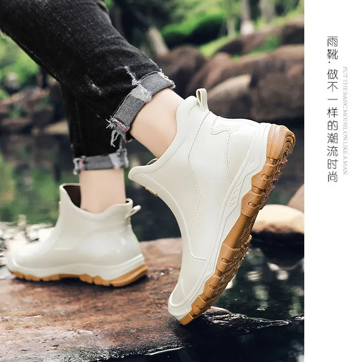 Men's Rain Boots Outdoor Casual Men Ankle Hiking Fishing Water Shoes Waterproof Work Boot Personality Non-slip Male Footwear