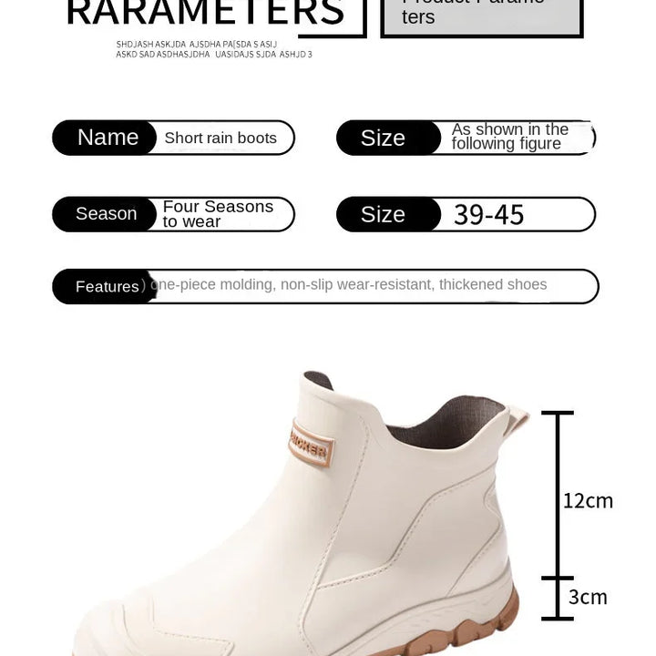 Fashionable Rain Boots for Men New Rainproof and Waterproof Shoes, Short Non-slip Casual Fishing Rubber Boots, Work Rubber Shoes