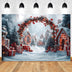 Winter Christmas Photography Backdrop Wonderland Candy Cane Arch Xmas Town Snow Tree Family Portrait Decor Photo Background Prop