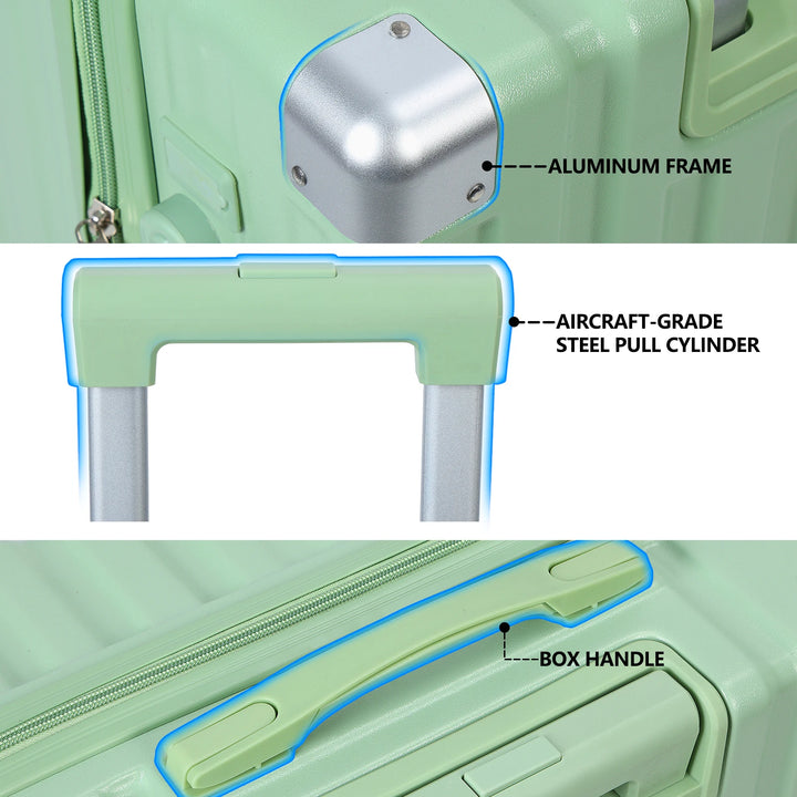 24" Hardside Luggage with Foldable Cup Holder, Carry-on Luggage, Durable Spinner Wheel Luggage, Built in USB Port & Hook,