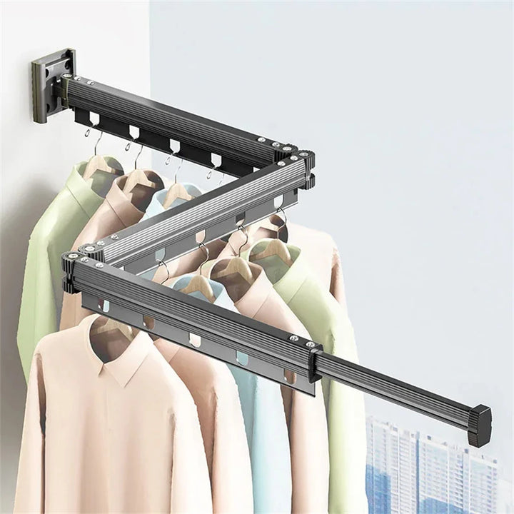 Aluminum Alloy Folding Drying Rack Space Saver Clothes Dryer Wall-mounted Collapsible Drying Rack No Balcony Clothes Hanger