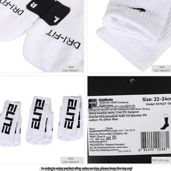 Nike Sport Breathable Mid-tube Socks Men's 3 Pairs White S M L SX7627-100