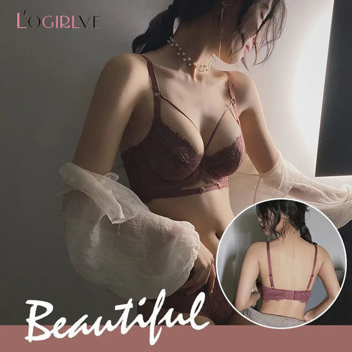 Logirlve Sexy Lingerie Ultra-thin Cup For Women underwear Classic Bandage Bra Set Push Up Brassiere Lace Plus Size Underwear Set