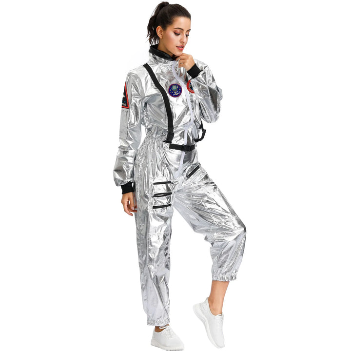 Halloween Christmas Silver Spaceman Men Women Space Suit Adult Children Astronaut Costume Family Party Dress Up Birthday Gift