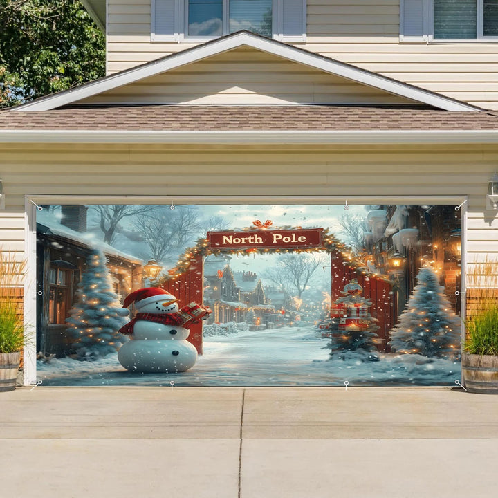 Christmas Home Banner Xmas Tree Winter Candy Arch Rustic Yard Garage Door Holiday Decor Lawn Party Wall Hanging Large Backdrop