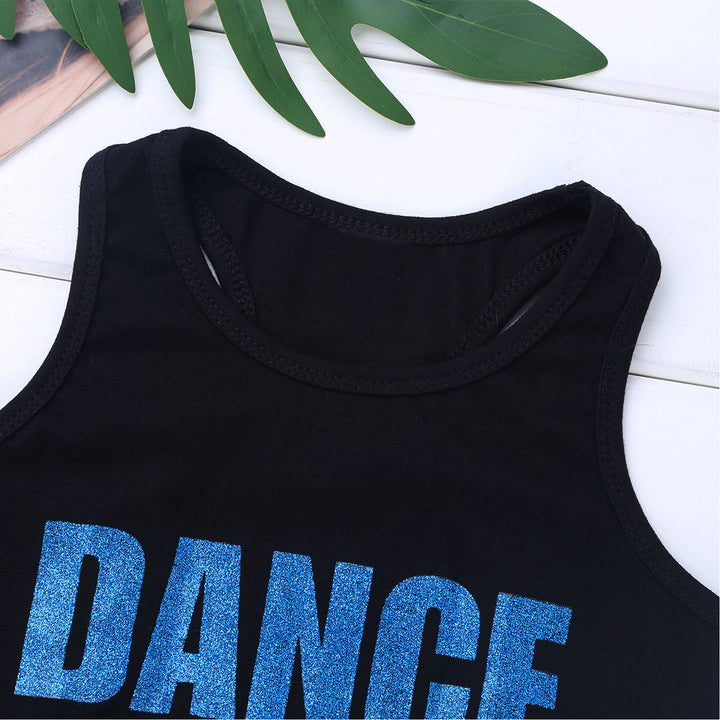 Teens Girls Fashion Outfit Street Jazz Dance Clothes Sleeveless Racer Back Crop Top with Hiphop Sweatpants Streetwear Sportswear