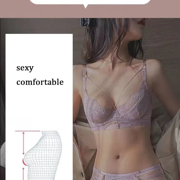 Logirlve Sexy Lingerie Ultra-thin Cup For Women underwear Classic Bandage Bra Set Push Up Brassiere Lace Plus Size Underwear Set