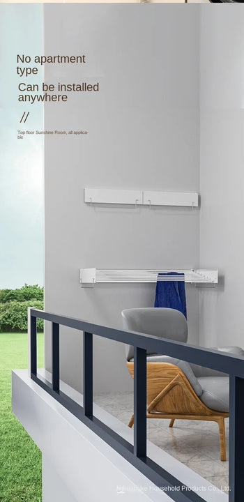 Indoor folding clothes hanger wall mounted invisible clothes hanger balcony hanging clothes pole hidden towel rack