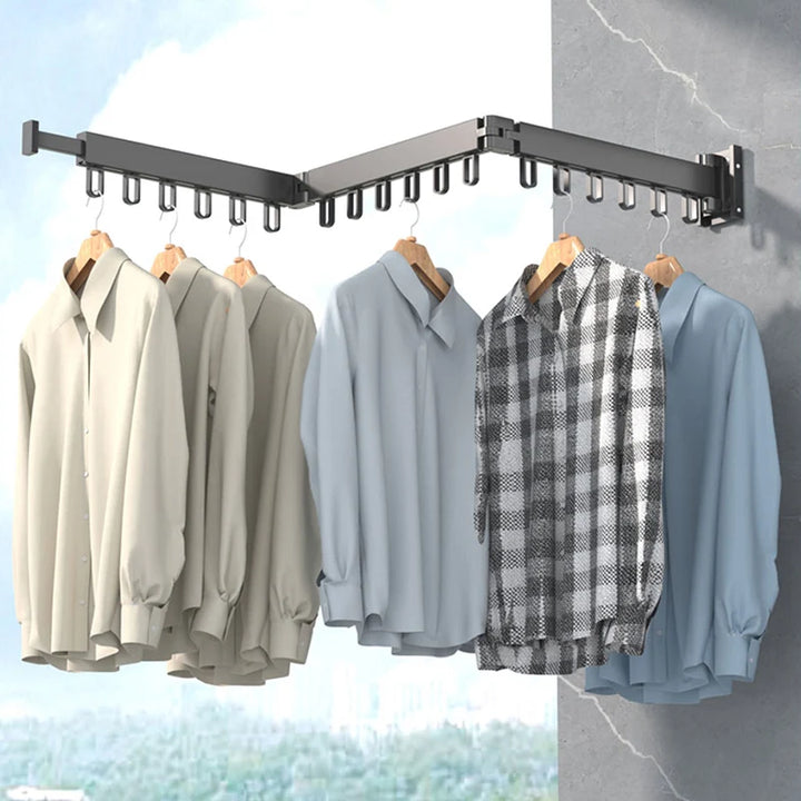 Foldable Clothes Hanger Aluminum Bedroom Bathroom Folding Towel Quilt Clothing Drying Rack Laundry Clothesline Storage Organizer