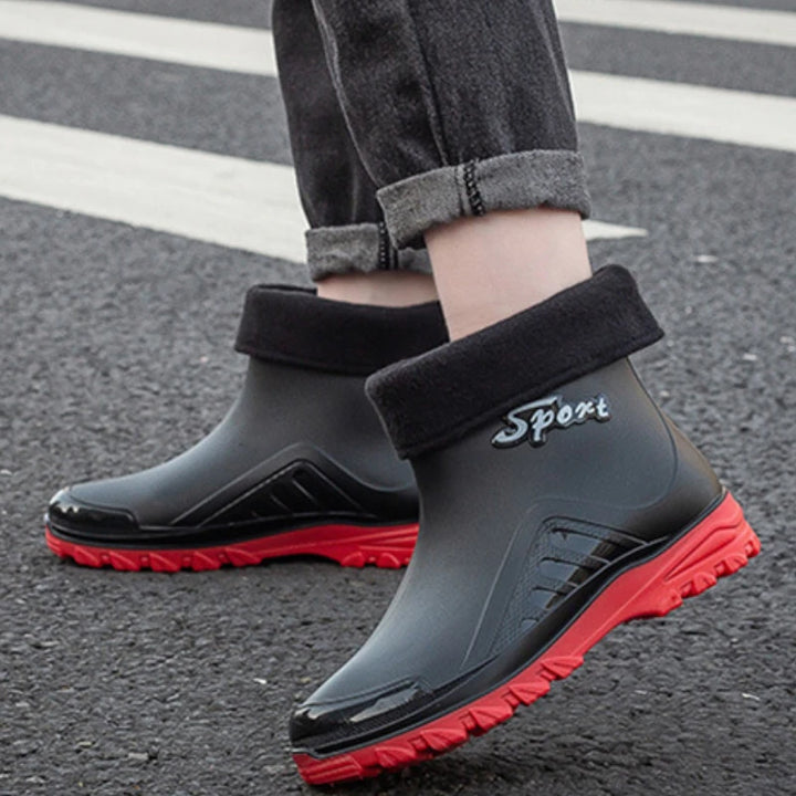 Men's Rain Boots Outdoor Fishing Boots Fashion Waterproof Kitchen Rubber Shoes Non Slip Work Botines Winter Warm Men Ankle Boots