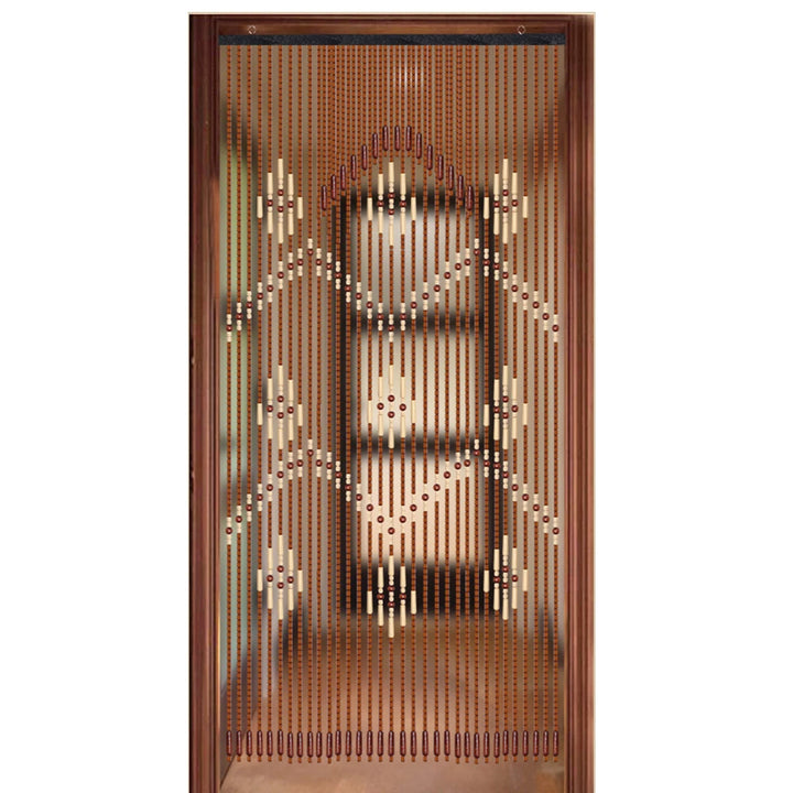 32Lines Porch Partition Curtain, Bamboo Bead Curtain For Doorway, String Door Curtains Beaded, Wooden Curtain