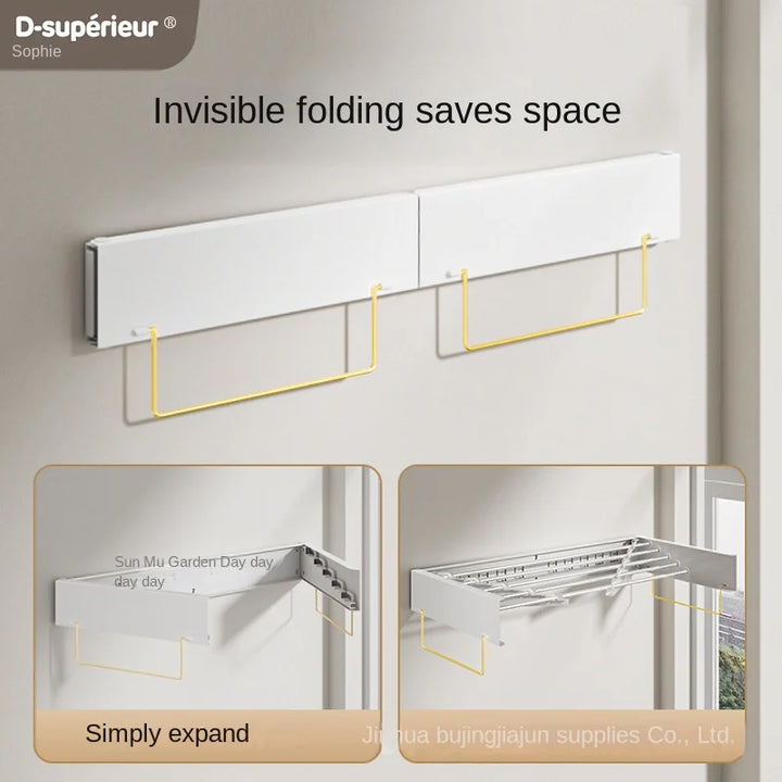 Indoor folding clothes hanger wall mounted invisible clothes hanger balcony hanging clothes pole hidden towel rack