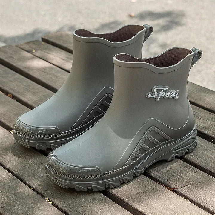 Men's Rain Boots Outdoor Fishing Boots Fashion Waterproof Kitchen Rubber Shoes Non Slip Work Botines Winter Warm Men Ankle Boots