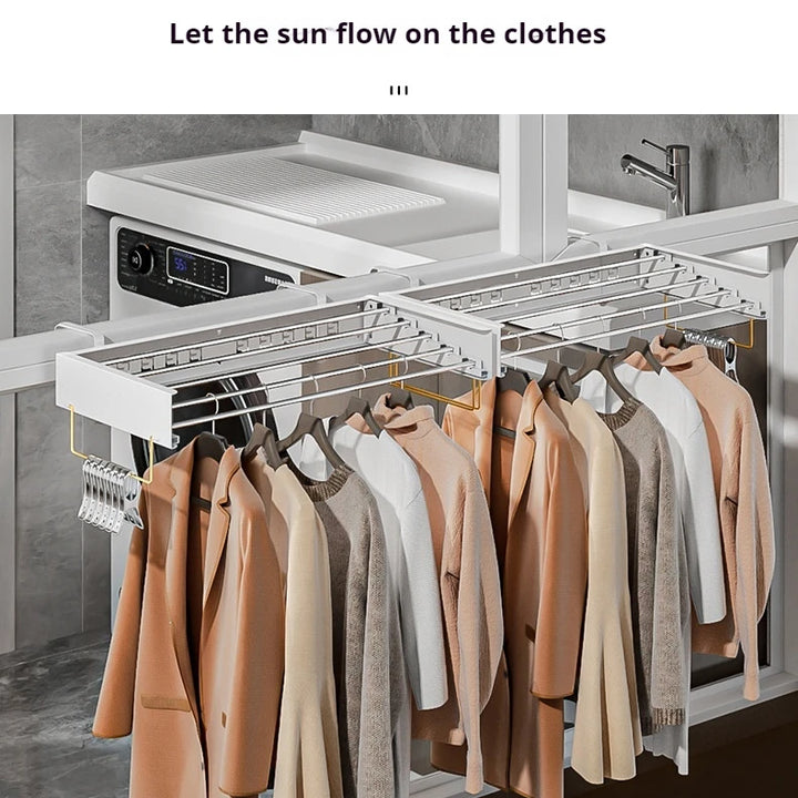 Indoor Folding Clothes Hanger Wall Hanging Invisible Drying Rack  Balcony Clothesline Pole Hanger Towel Rack