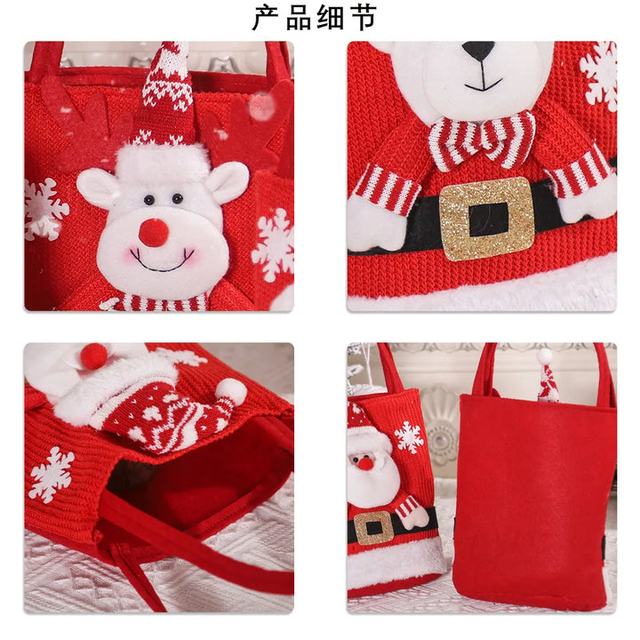 2024 New Christmas Decorations Santa Claus Snowman Bear Gift Bag Children's Candy Bag Handbag Wholesale Новогодние Украшения