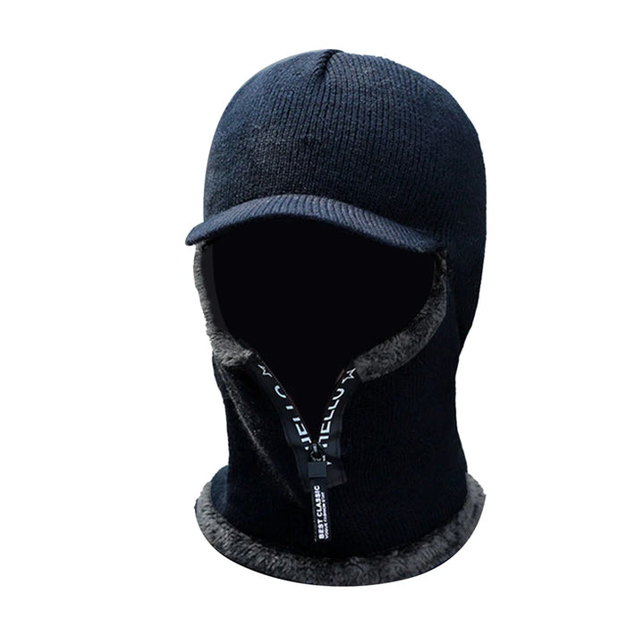 New Men Winter Warm Wool Hat Outdoor Ear Protection Hats Warm Thick Bicycle Knitted Capd Scarf Windproof Visors Cap