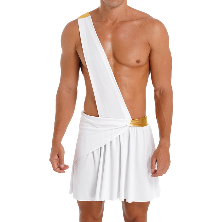 Men's  Ancient Greek God Halloween Party Costume Cosplay One Shoulder Strap Skirts Knight Warrior Theatrical Performance Outfit