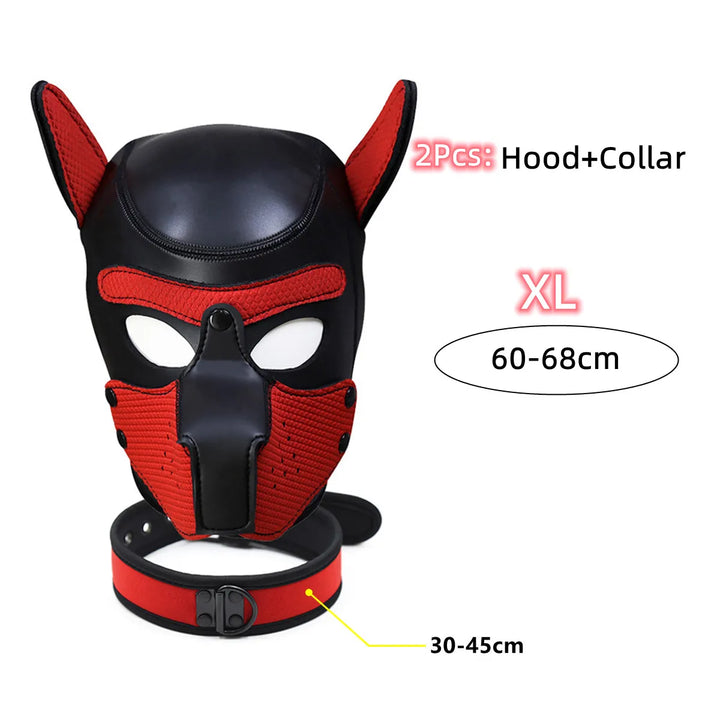 Puppy Cosplay Costumes of XL Code Brand New Increase Large Size Padded Rubber Full Head Hood Mask with Collar for Dog Roleplay