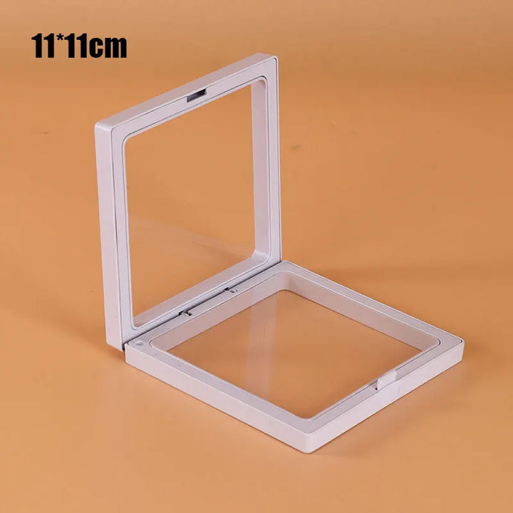 PE Membrane Transparent Jewelry Display Box Case Ring Necklace Bracelet Organized 3D Floating Square Frame Storage Collection