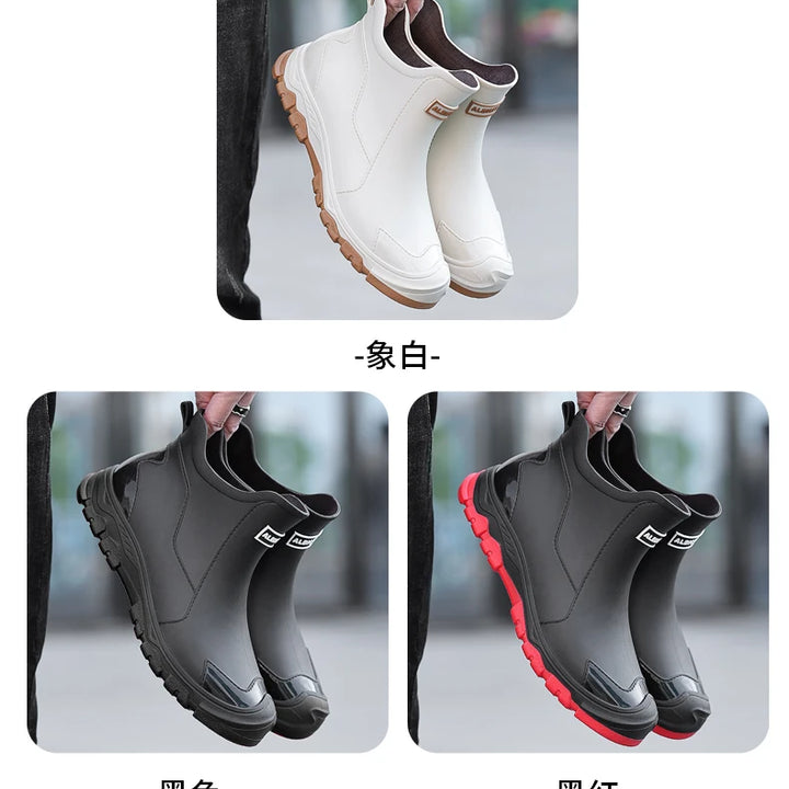 New Winter Cotton Mans Shoes Casual Men's Rain Boots Pvc Waterproof Rubber High Quality Mens Chef Fishing Shoes Size Plus 39-48