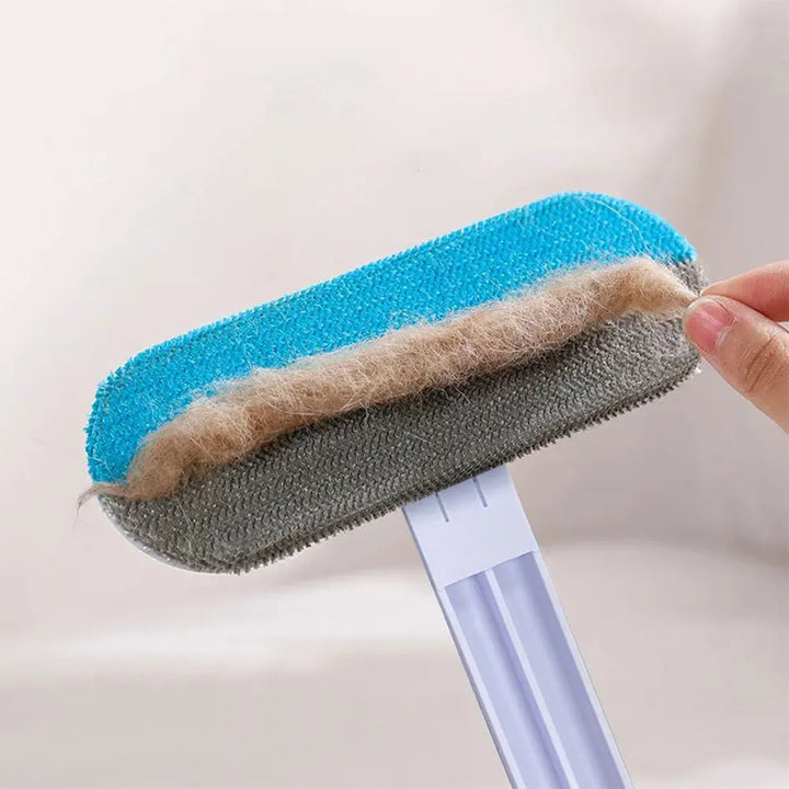 Pet Hair Removal Comb Carpet Bed Hair Cleaning Tool with Squeegee Long Handle Window Screen Cleaner Brush for Carpet Bed Sofa