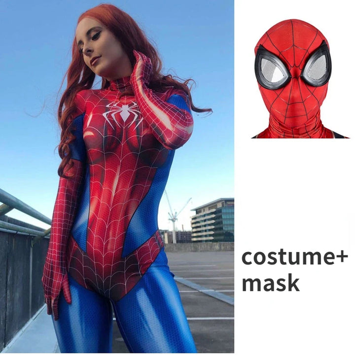 Spiderman Cosplay Sexy Zentai Suit Woman Jumpsuit Super Hero Zentai Costume Full Bodysuit Fancy Outfit Carnival Party Dress