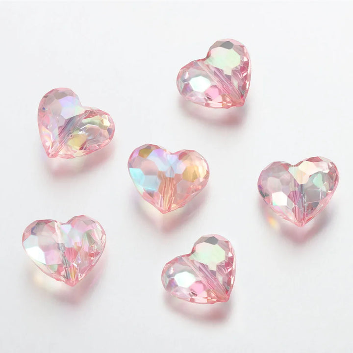 20pcs Acrylic Love Heart Beads Shiny Mix AB Color Large Crystal Loose Spacer Beads for Necklace Bracelet Pendant Jewelry Making