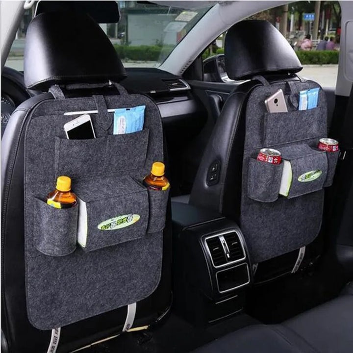 Universal Car Back Seat Storage Bag Organizer Trunk Elastic Felt Storage Bag 6 Pockets Organizer Hanging Car Accessories 40*56CM