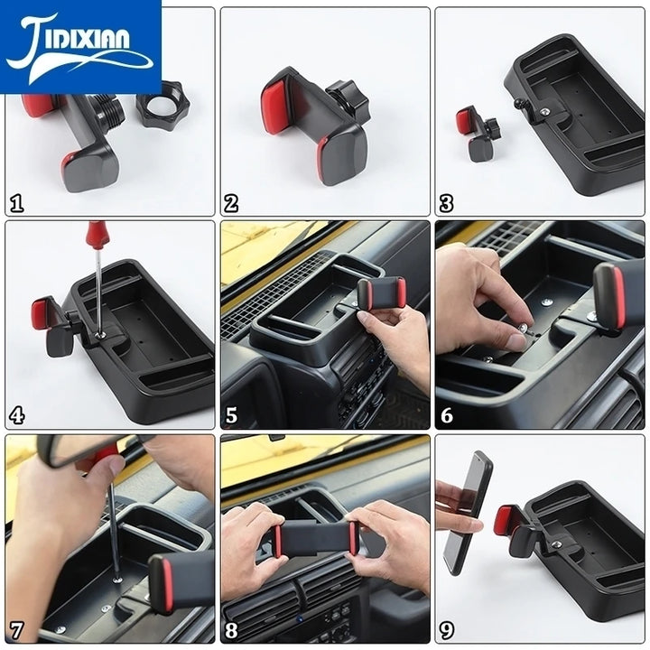 JIDIXIAN Car Center Console Storage Box Mobile Phone Holder Tablet Stand for Jeep Wrangler TJ 1997-2006 Interior Accessories