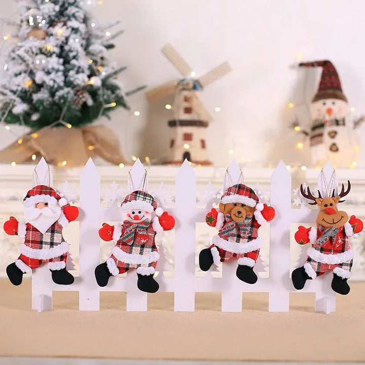 2024 Christmas Decorations Christmas Tree Accessories Christmas Fabric Doll Pendants Dancing Old Man Snowman Doll Pendants