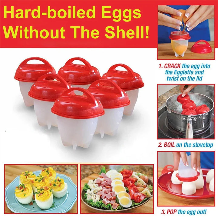 1/3/6pc Egg Poachers Cooker Silicone Non-Stick Egg Boiler Cookers Pack Boiled Eggs Mold Cups Steamer Kitchen Gadgets Tools