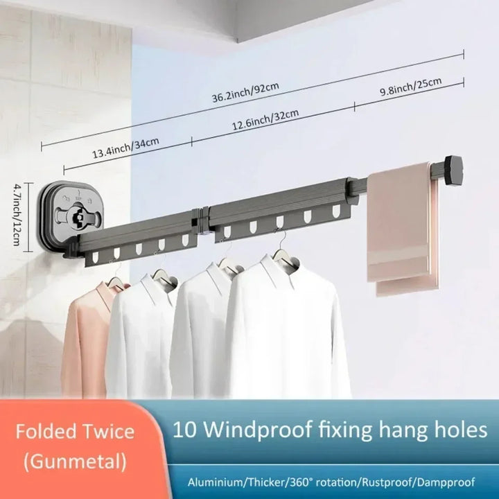 Folding Clothes Hanger Indoor Retractable Suction Wall Space Saving Home Laundry Clothes Drying Rack Home Laundry Clothes Rack