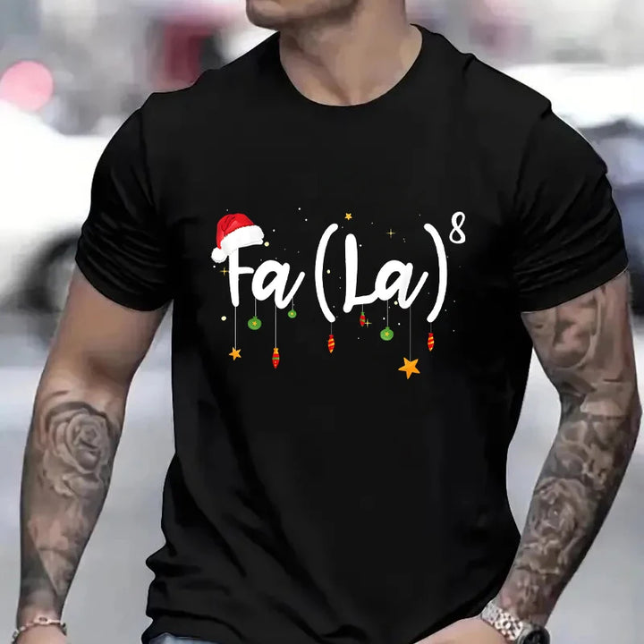 Fa (la)8 Funny Christmas Santa Men T-shirt Fashion Christmas Holiday Party Shirt Short Sleeve Tees Casual Oversized Streetwear