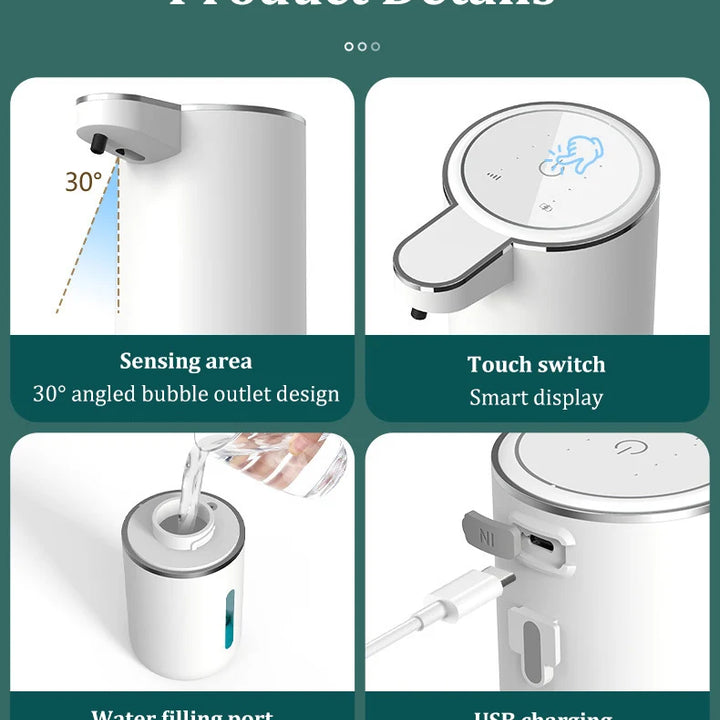 P11 Automatic Non-Contact Induction Foam Soap Dispenser 380ml USB Charging 4-speed Hand Washing Machine Wall-mounted Dispenser