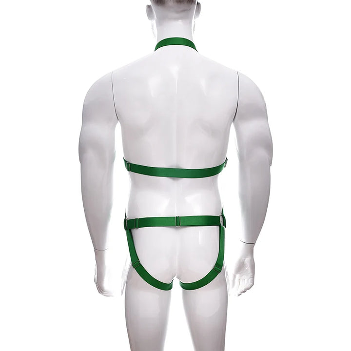 Male Full Body Harness Cage Adjust Set Mens Gay Hollow Elastic Bondage Harness Sexy Lingerie Fetish Nightclub Costume