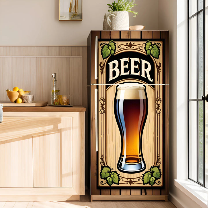 Beer Posters Kitchen Adhesive Fridge Door Cover Wallpaper Sticker Room Decoration Sticker PVC Waterproof and Oil proof Sticker