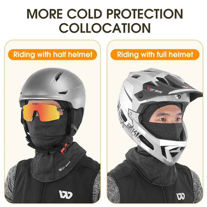 WEST BIKING Balaclava Cycling Cap Winter Warm Running Scarf Bike Full Face Cover Headwear Climbing Skiing Cold-proof Hat