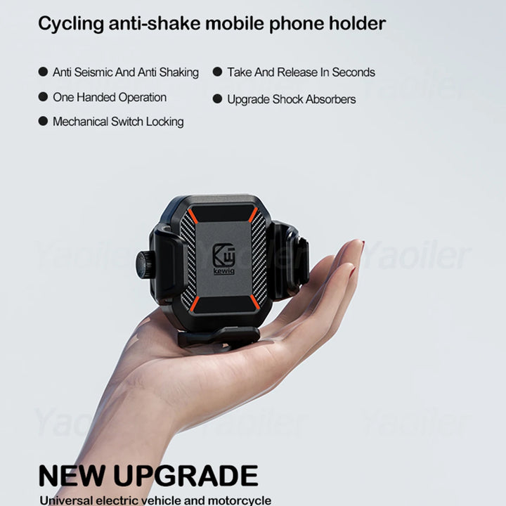 Kewig NEW Motorcycle Fork Stem Shock Absorption Phone Mount Holder w/ Qi 15W Wireless Charger & 36W PD/USB-C Fast Charging Port