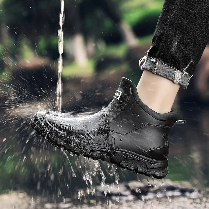 Men's Rain Boots Outdoor Casual Men Ankle Hiking Fishing Water Shoes Waterproof Work Boot Personality Non-slip Male Footwear