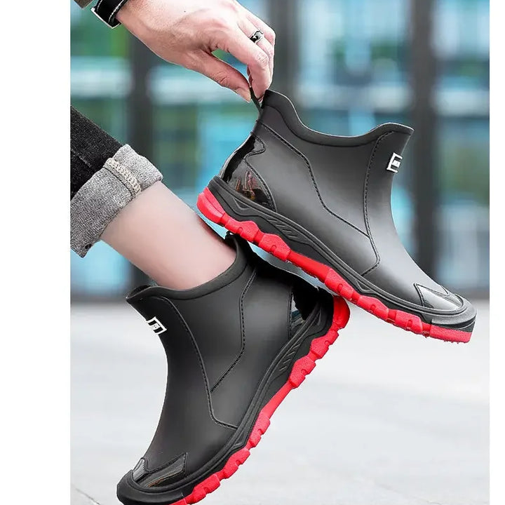 Fashionable Rain Boots for Men New Rainproof and Waterproof Shoes, Short Non-slip Casual Fishing Rubber Boots, Work Rubber Shoes