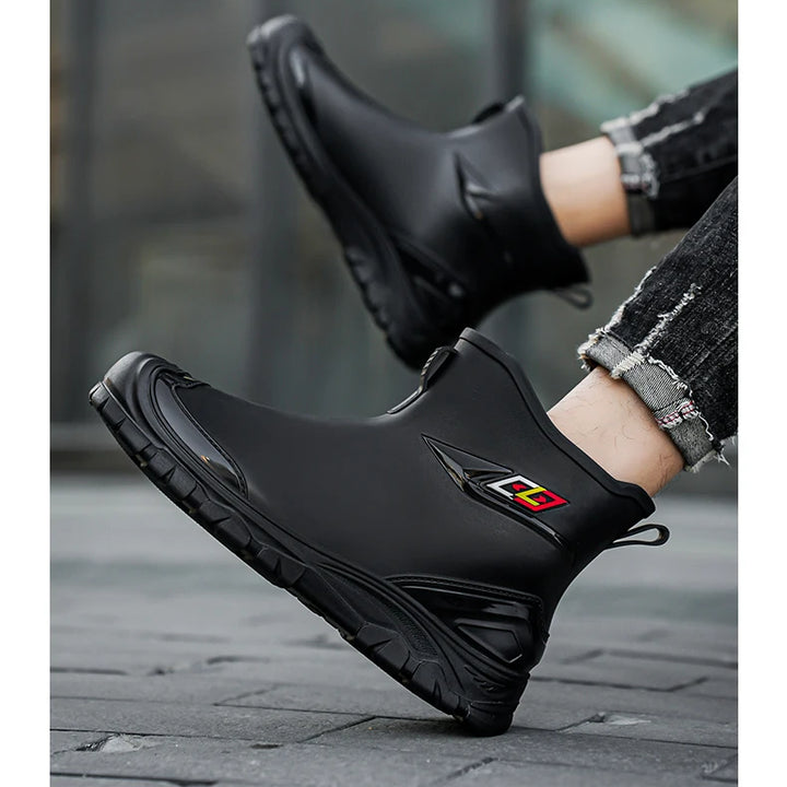 Men's Waterproof Rain Bootssingle Shoes Wear-resistant Mid-tube Rain Boots=Buataisí Báistí Na Bhfear=botas De Lluvia Para Hombre