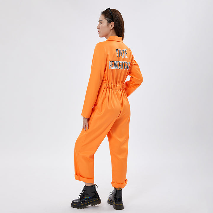 Unisex Jail Women Mens Toddlers Prisoner Jumpsuit Orange Prisoner Jumpsuit Halloween Costume Jail Criminal Prisoner Costume