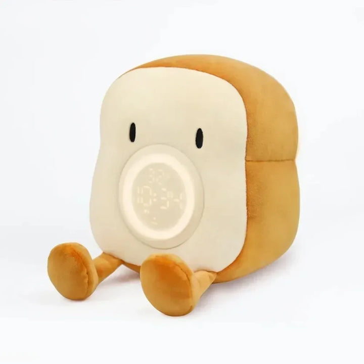 Cartoon Plush Toast Digital Alarm Clock with USB Charging, Kids Desktop Electronic Clock with Vibration Function, Bedside Decor