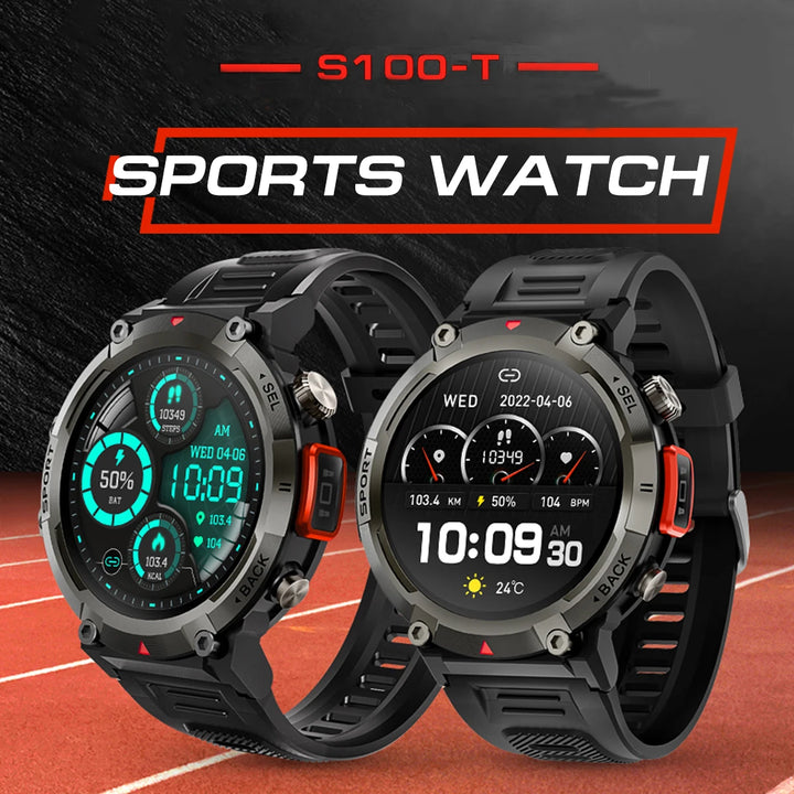 Outdoor Sports Smart Watch Flashlight 1.45" HD Screen Bluetooth Call For Men Fitness Tracker SmartWatch Android IPhone IOS