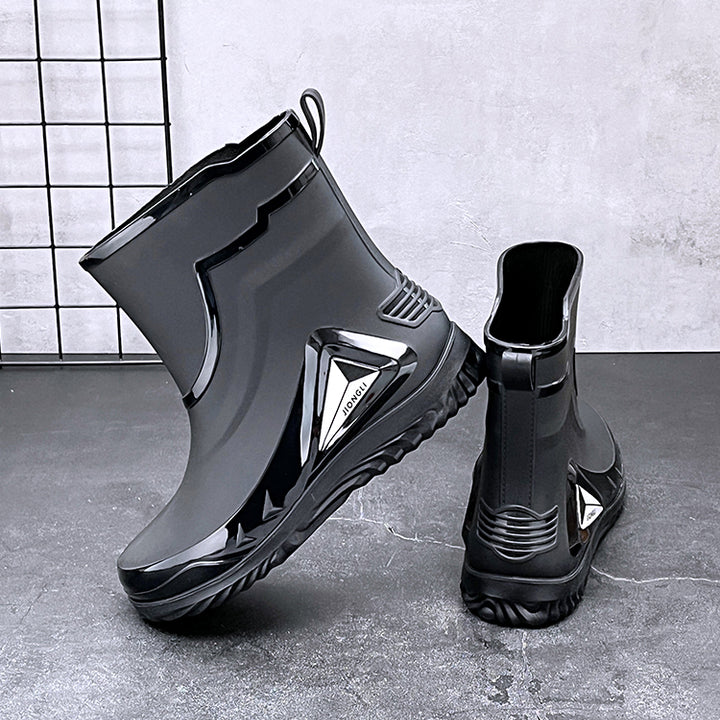 Autumn and winter non-slip rain boots for men warm rain boots, velvet waterproof shoes, kitchen plastic work shoes fishing shoes