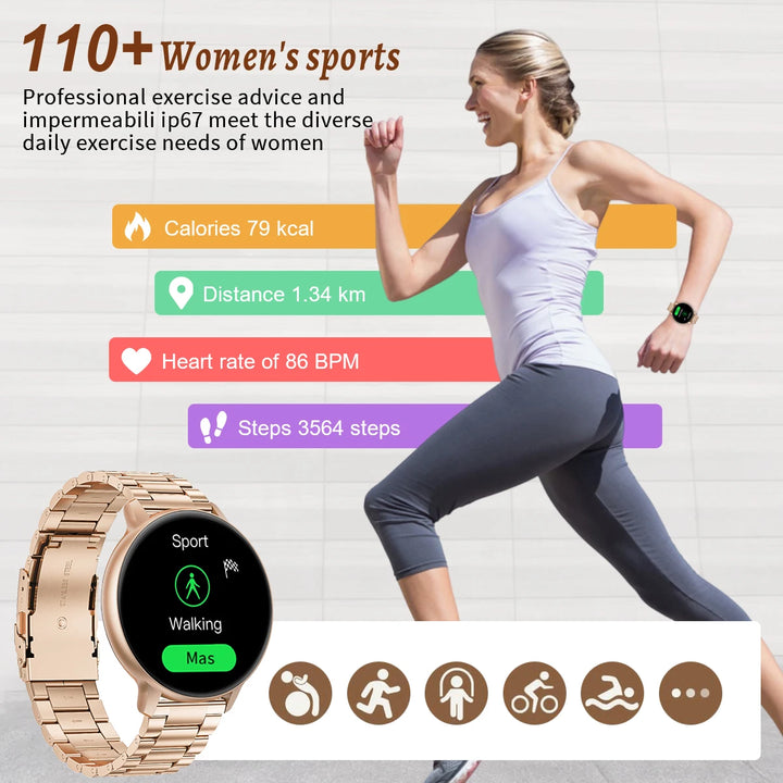 LIGE Fashion Smartwatch For Men Women Bluetooth Call Waterproof Sports Fitness Watches Blood Oxygen Healthy Women Smartwatch Man