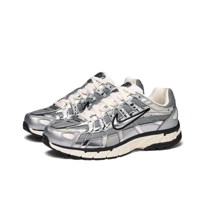 NIKE P-6000 Metallic Silver PRM NA Men's Sports Shoes Training Low Top Breathable Plaid Lightweight Running Shoes Casual Shoes