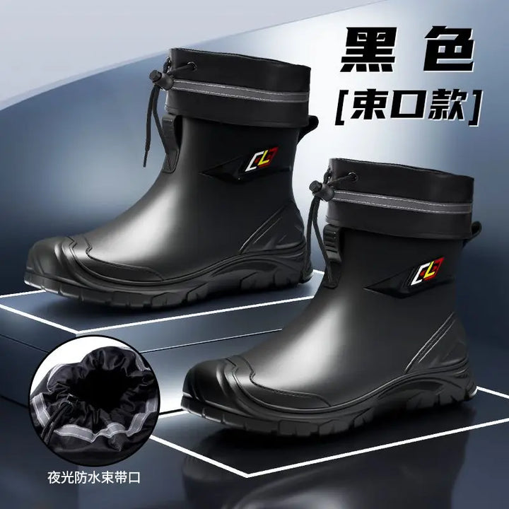 2024 New Men's Water Boots Non-slip Work Rubber Shoes Outdoor Rain Boots Men's New Waterproof Shoes Casual Camping Fishing Shoes